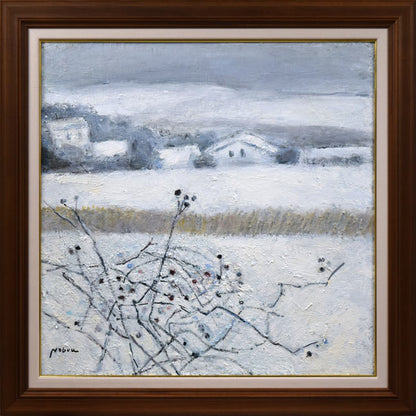 八木伸子「雪の丘」油絵・S20号