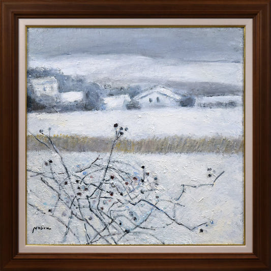 八木伸子「雪の丘」油絵・S20号