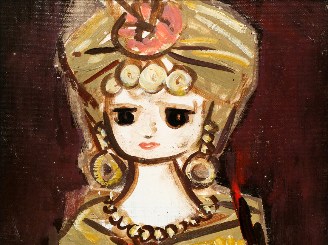 八鍬四郎「女性像」油絵・F4号　拡大画像1