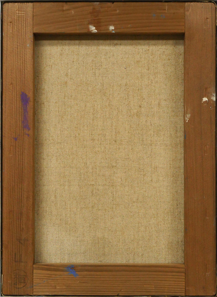 八鍬四郎「女性像」油絵・F4号　キャンバス裏側画像