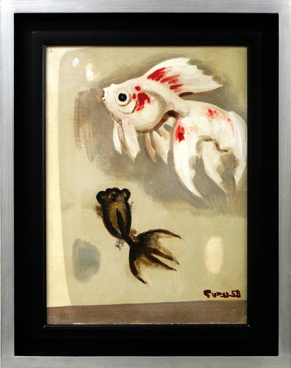 八鍬四郎「金魚」油絵・F4号