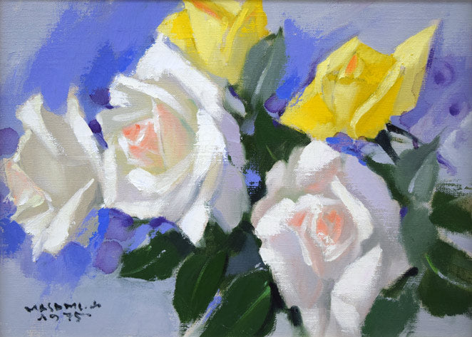 山岸正巳「薔薇」油絵・F4号　作品全体拡大画像