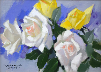 山岸正巳「薔薇」油絵・F4号　作品全体拡大画像