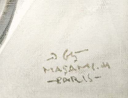 山岸正巳「バラ（パリにて）」油絵・F6号　年記（1965年作）、サイン、PARIS