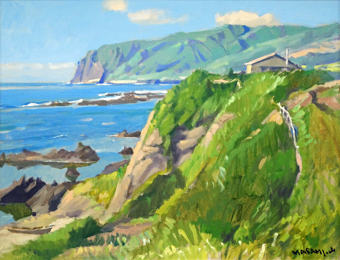 山岸正巳「古宇海岸夏」油絵・F6号　作品全体画像