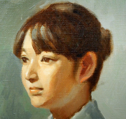 山岸正巳「二人のバイオリニスト」油絵・F8号　拡大画像4