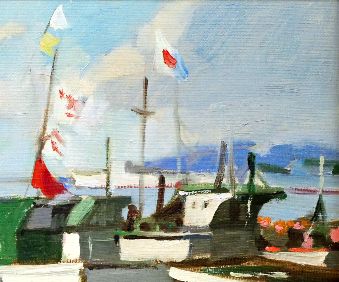 山岸正巳「岩内漁港」油絵・F4号　拡大画像2