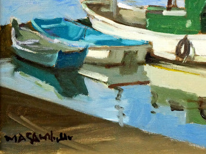 山岸正巳「岩内漁港」油絵・F4号　拡大画像3