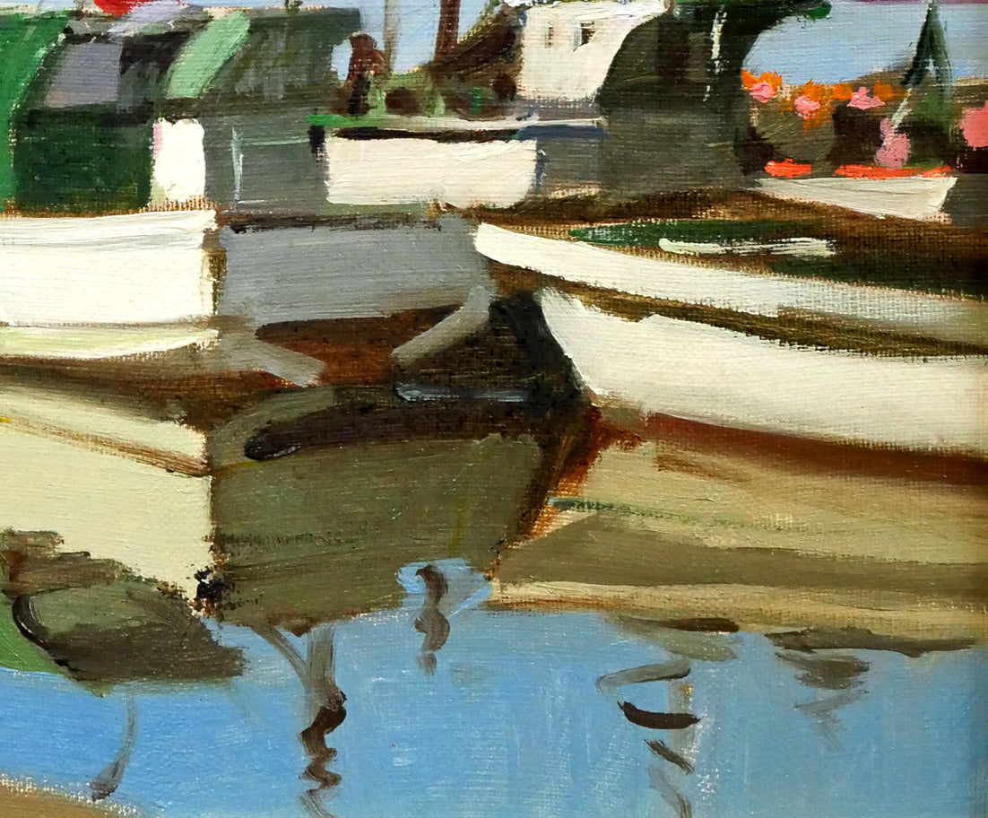 山岸正巳「岩内漁港」油絵・F4号　拡大画像4