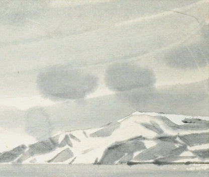 山岸正巳「老古美（おいこみ）より積丹半島遠望」水墨画　拡大画像2