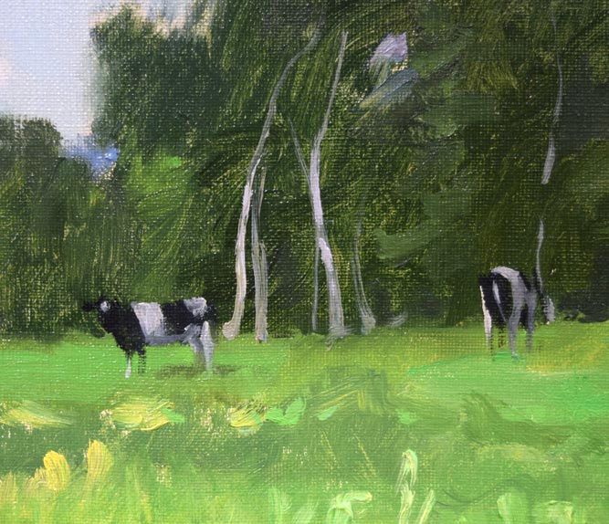 山岸正巳「牛のいる風景」油絵・F8号　拡大画像5