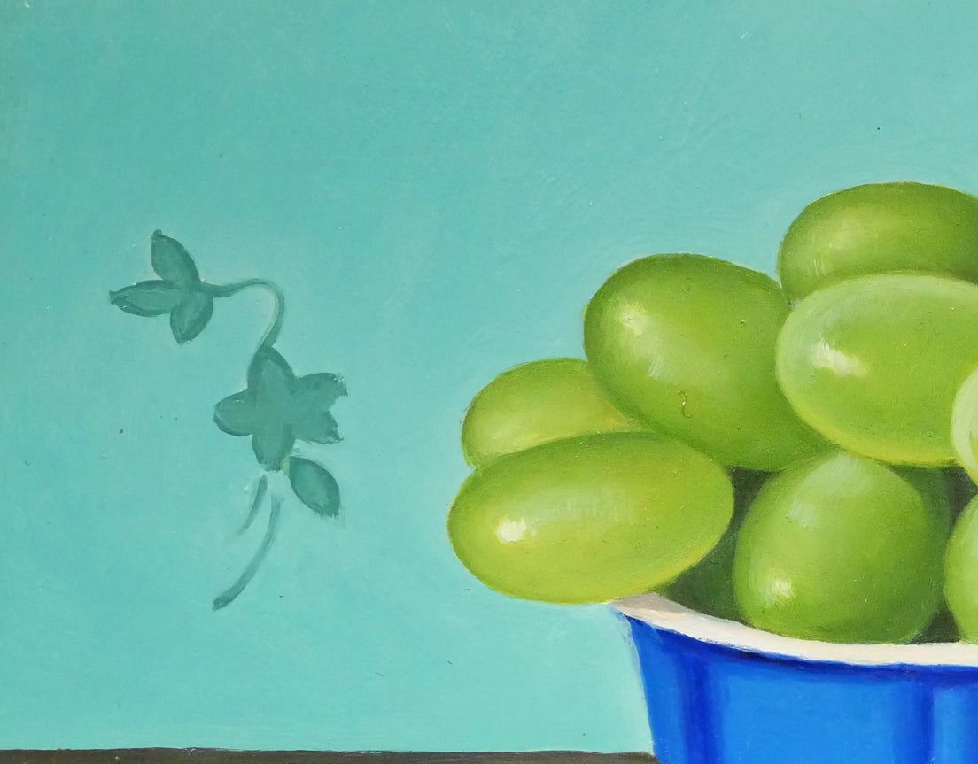 山口ひろみ「ぶどう　ルイ」油絵・F0号　拡大画像1