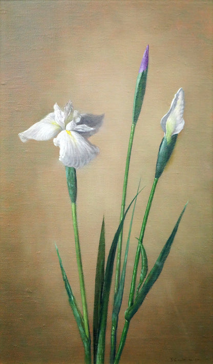 山口和男「菖蒲」油絵・M8号　作品全体拡大画像
