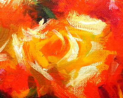 山本彪一「薔薇」油絵・F3号　拡大画像2