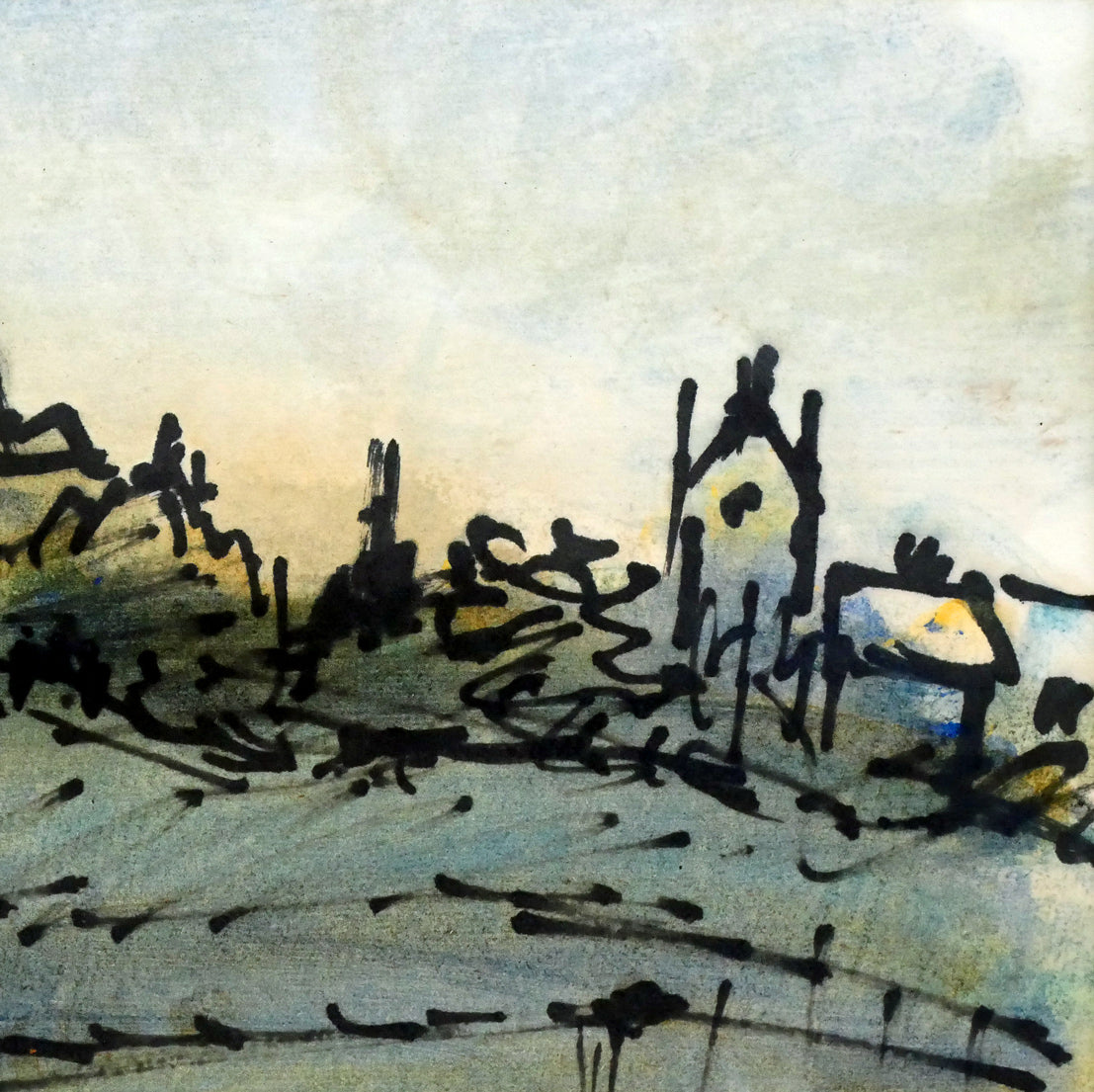 山下充「風景」水彩画・色紙　拡大画像2