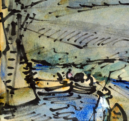山下充「風景」水彩画・色紙　拡大画像3