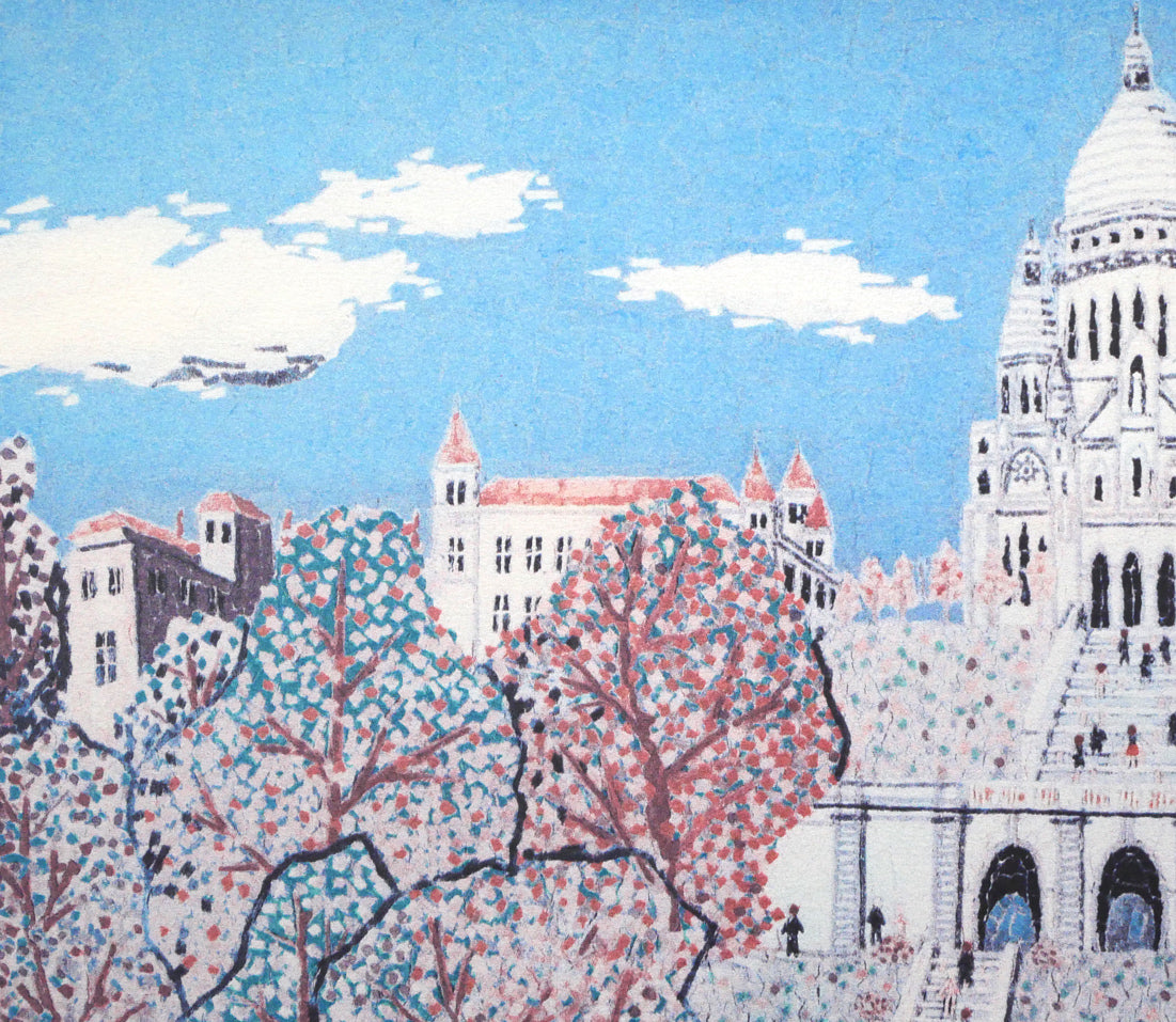 山下清「パリのサクレクール寺院」リトグラフ　拡大画像1