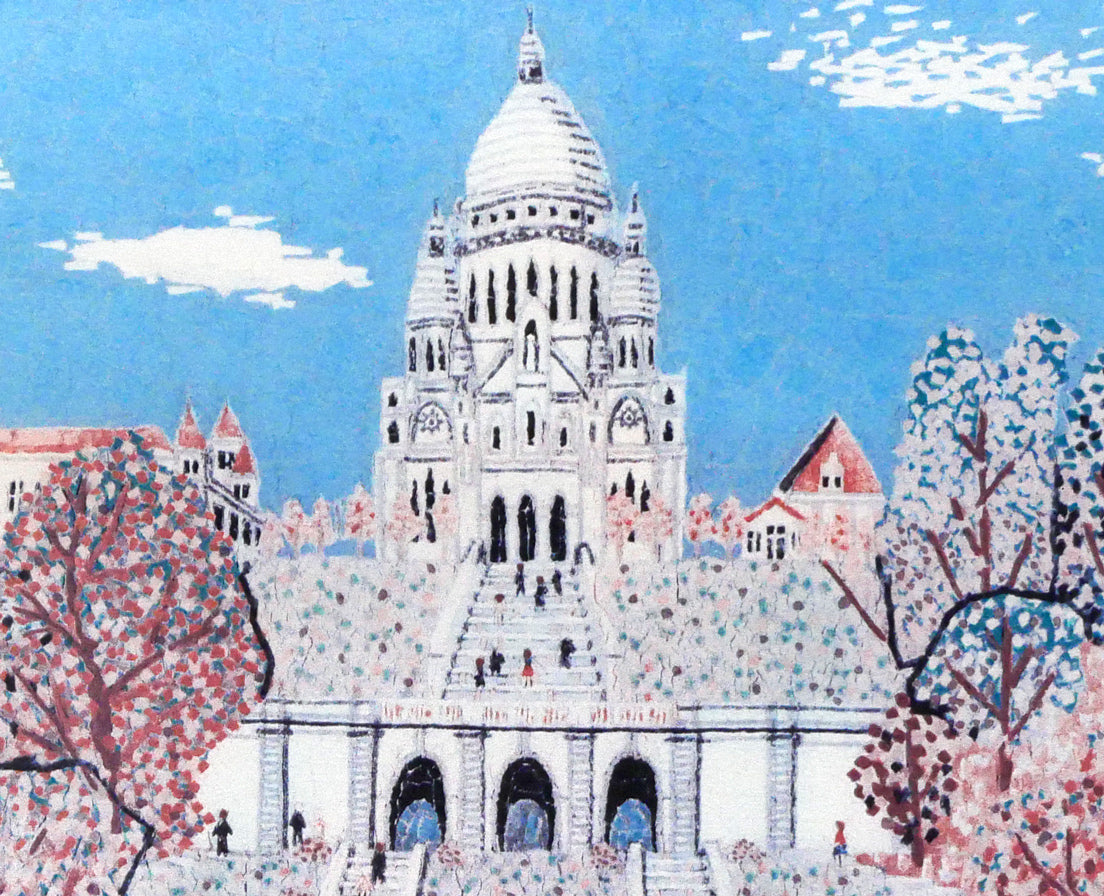 山下清「パリのサクレクール寺院」リトグラフ　拡大画像2