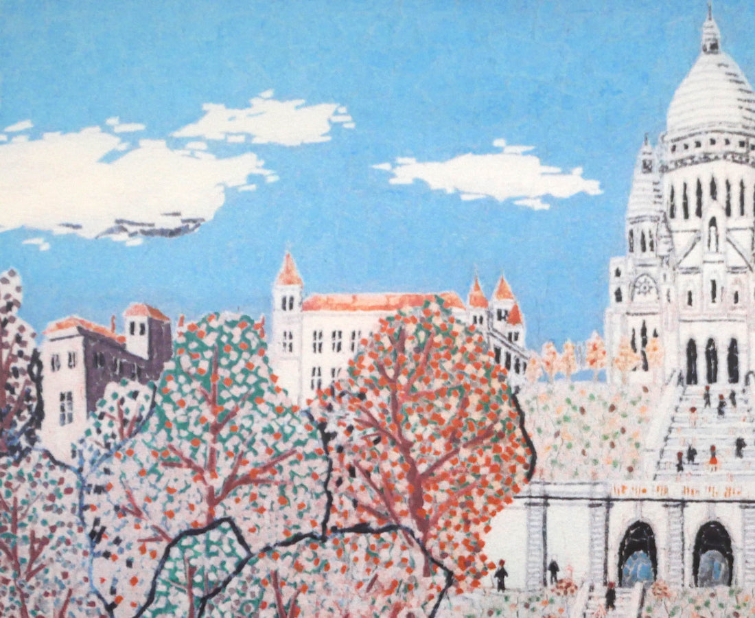 山下清「パリのサクレクール寺院」リトグラフ　拡大画像1