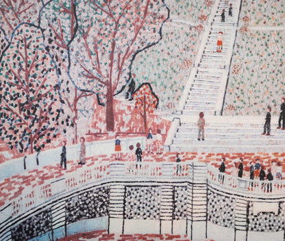 山下清「パリのサクレクール寺院」リトグラフ　拡大画像4