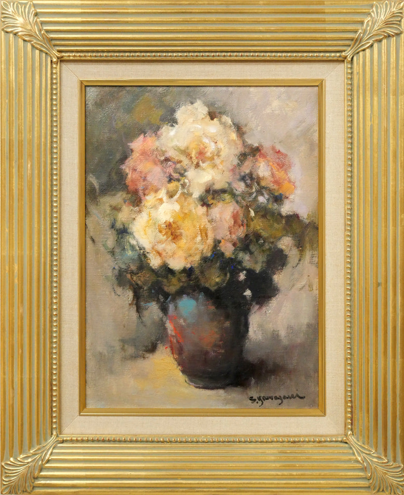 山崎翠祥「薔薇（ゴールド）」油絵・F4号