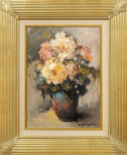 山崎翠祥「薔薇（ゴールド）」油絵・F4号