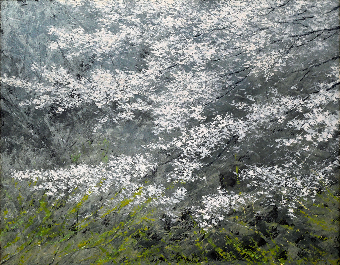 絵画 超貴重品 山崎貴稔「水元（公園・桜・東京）」油絵・F20号 絵画買取・販売