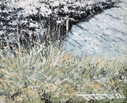 山崎貴稔「丘に咲く（桜）」油絵・F4号　拡大画像4