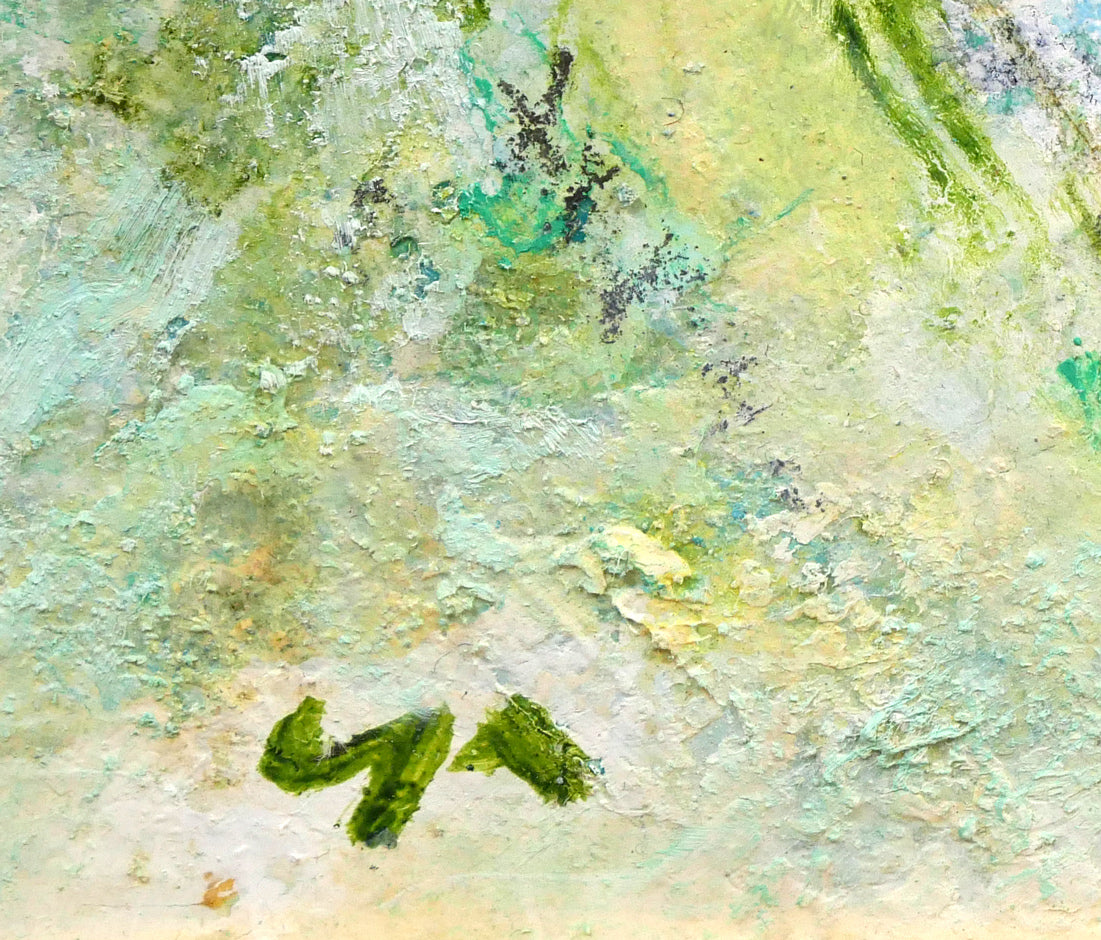 柳　悟（ヤナギ　サトル）「春（水芭蕉）」油絵・F3号　サイン拡大画像