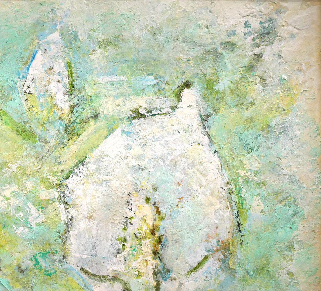 柳　悟（ヤナギ　サトル）「春（水芭蕉）」油絵・F3号　拡大画像2