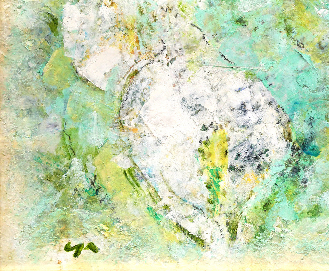 柳　悟（ヤナギ　サトル）「春（水芭蕉）」油絵・F3号　拡大画像3