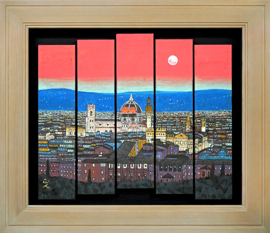 柳沢正人「神の棲む街　フィレンツェ（イタリア）」日本画（分割画面）・10号（43.5×52.5cm）