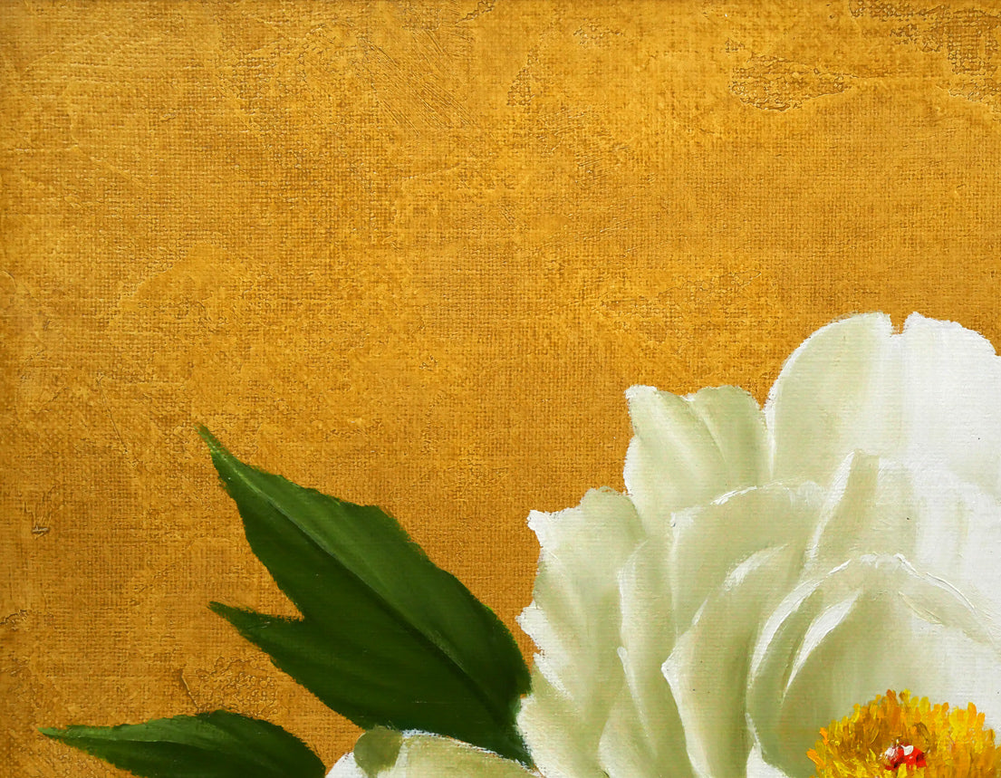 安田英明「牡丹」油絵・F6号　拡大画像1