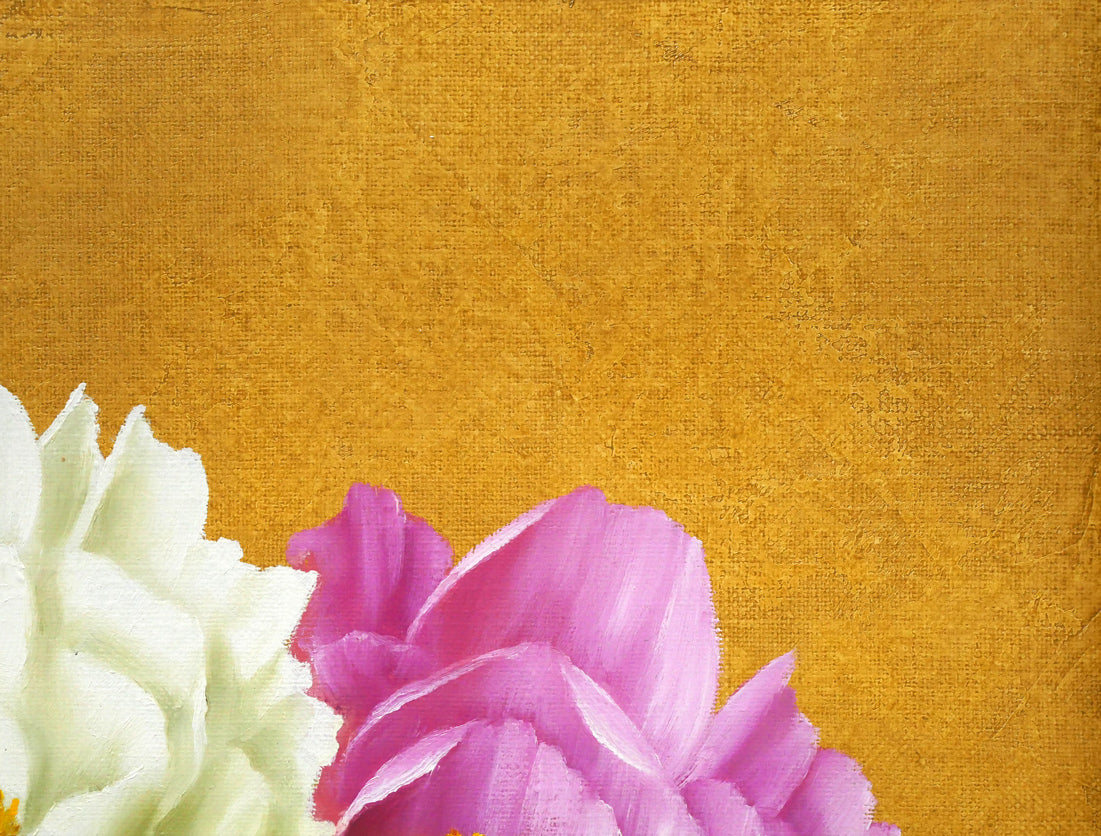 安田英明「牡丹」油絵・F6号　拡大画像2