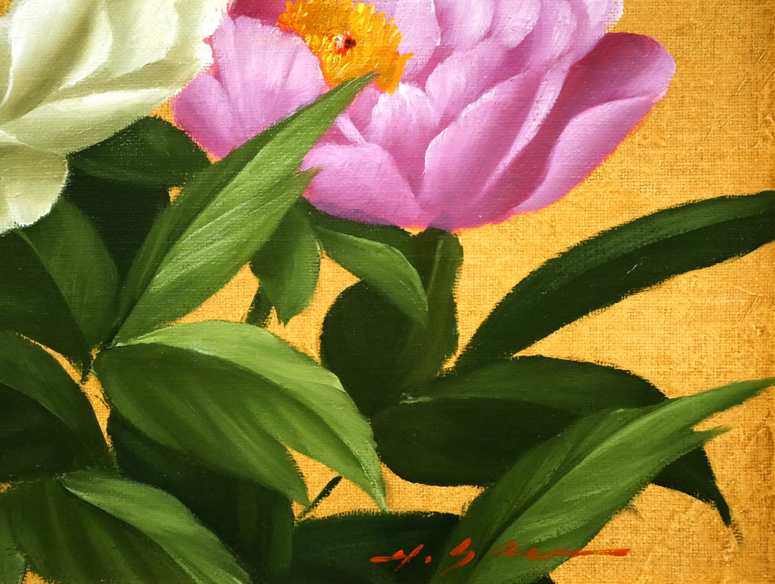 安田英明「牡丹」油絵・F6号　拡大画像4