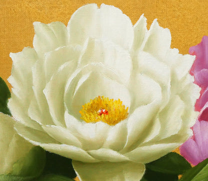 安田英明「牡丹」油絵・F6号　拡大画像5