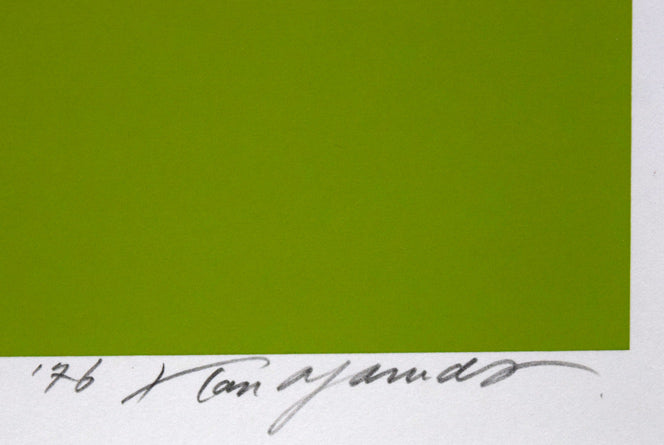 安田侃「無題」シルクスクリーン版画　年記（1976年作）、本人直筆鉛筆サイン拡大画像