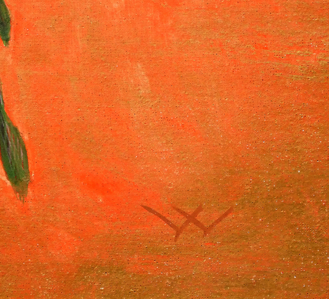 安田祐三（祐造）「北の華々1」テンペラ画・P6号　サイン画像
