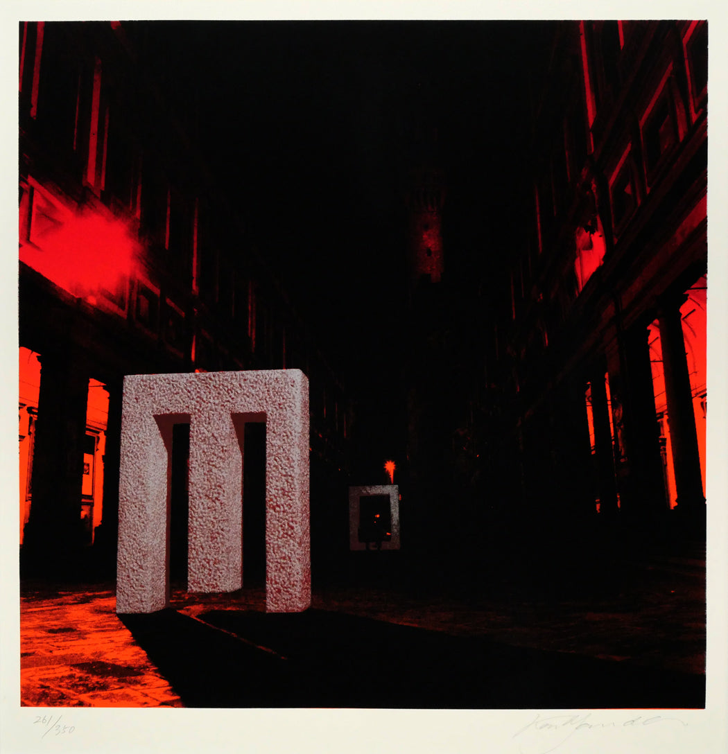 安田侃「天聖・天モク：フィレンツェ街路（2）」シルクスクリーン版画　作品全体画像