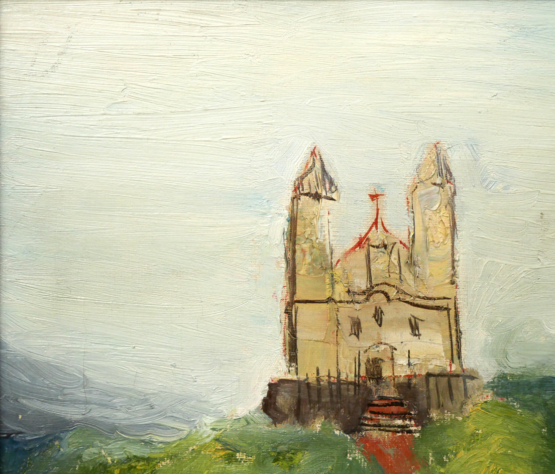 矢柳剛「ベロオリゾンテ教会（ブラジル風景）」油絵・F6号　拡大画像1