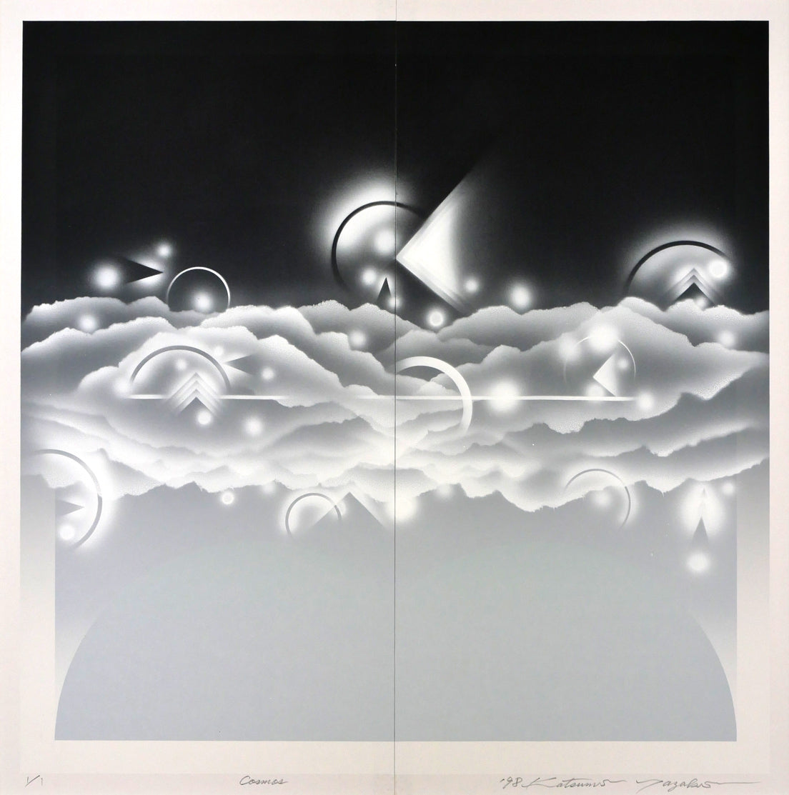 矢崎勝美「Cosmos・1998」モノタイプ1点物版画　作品全体画像