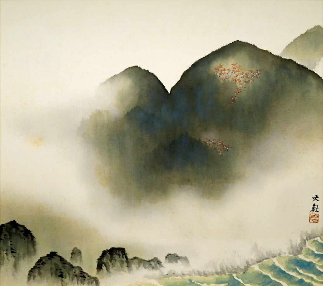 横山大観「春趣（山桜）」絹本・彩色・6号 絵画買取・販売の小竹美術