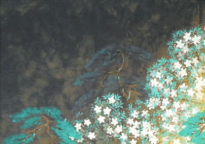 横山大観「夜桜　左隻」コロタイプ・シルクスクリーン版画　拡大画像1
