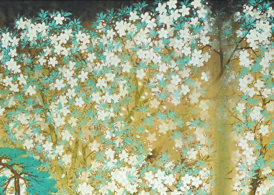 横山大観「夜桜　左隻」コロタイプ・シルクスクリーン版画　拡大画像2