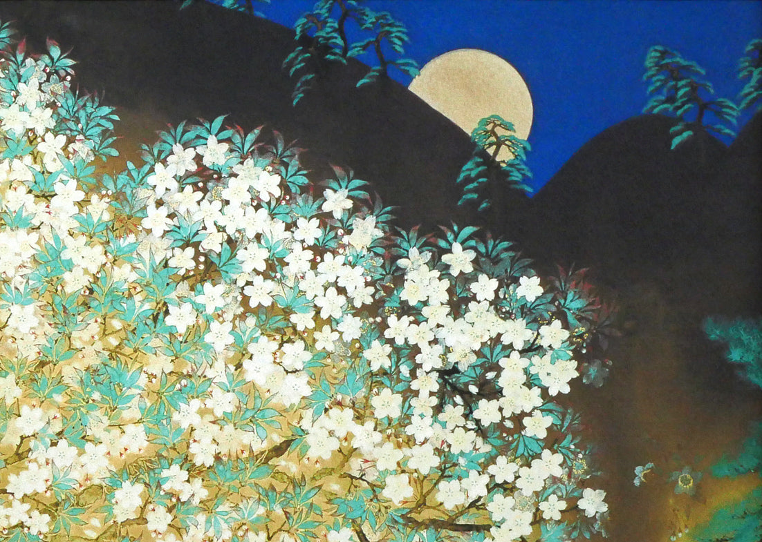 横山大観「夜桜　左隻」コロタイプ・シルクスクリーン版画　拡大画像3