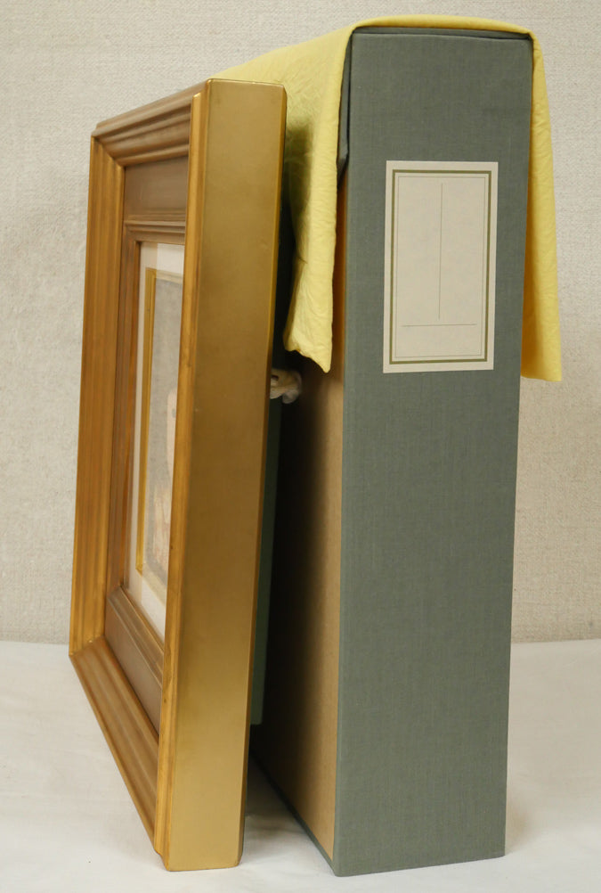 余村展「人形（市松人形）」油絵・F0号　付属品画像（黄袋、布タトウ箱付き）