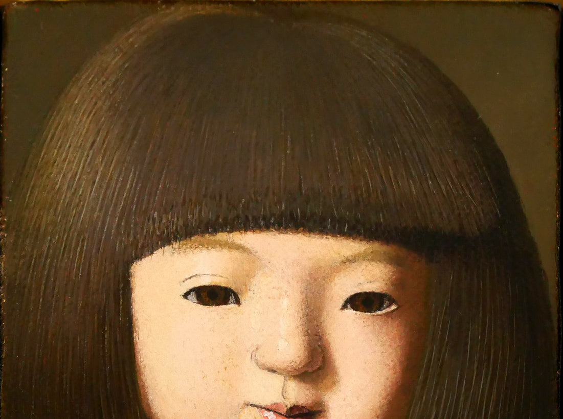 余村展「人形（市松人形）」油絵・F0号　拡大画像1