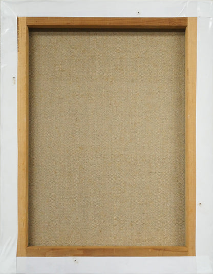 余村展「人形（市松人形）（白額）」油絵・F6号　キャンバス裏側画像