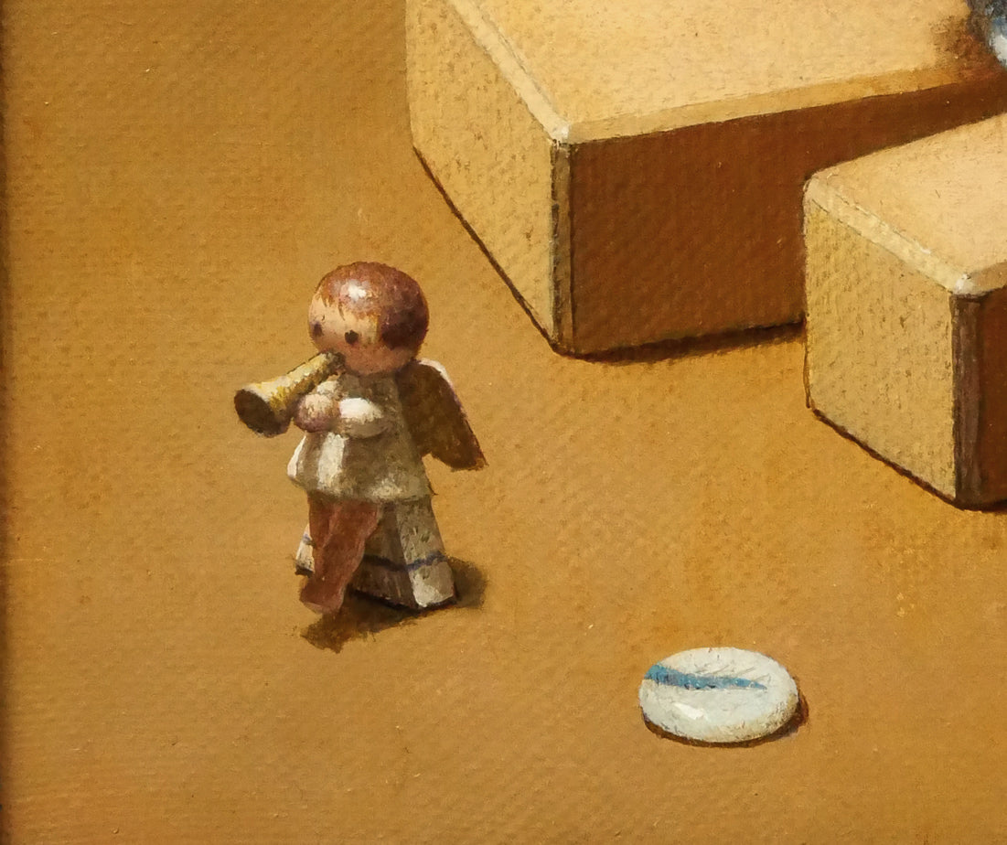 余村展「積木（１）」油絵・F3号　拡大画像6