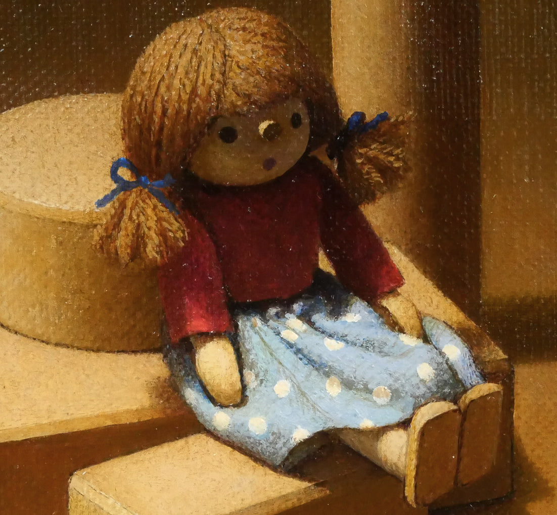 余村展「積木（１）」油絵・F3号　拡大画像5